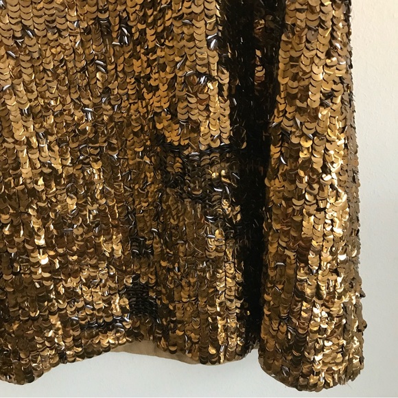 French Connection US 6 Gold Sequin Shimmer tank top party New Years Bejeweled - Picture 10 of 11